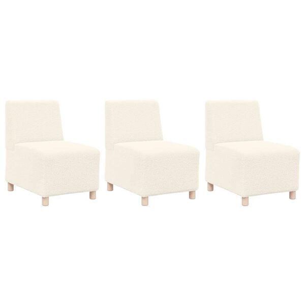 vidaXL Unidade de Sof&aacute; Modular Sem Bra&ccedil;os 3 pcs Creme 55 x 74 x 82 cm