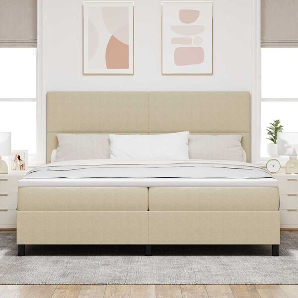 vidaXL Cama Box com cabeceira Cinza Claro e Branco 200 x 200 cm
