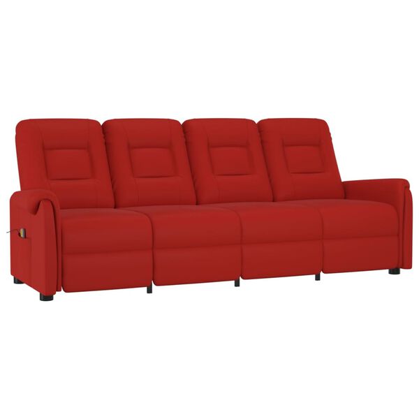 vidaXL Poltrona massagens 4 lug. reclin&aacute;vel couro art. vermelho tinto