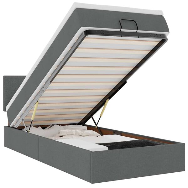 vidaXL Estrutura cama otomana colch&atilde;o 90x190 cm tecido cinzento escuro
