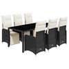 vidaXL 7 pcs conjunto de bistr&ocirc; p/ jardim c/ almofad&otilde;es vime PE preto