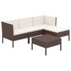 vidaXL 5 pcs conjunto lounge jardim c/ almofad&otilde;es vime PE castanho