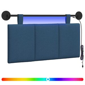 vidaXL Cabeceira suspensa Com luz LED Azul Tecido