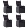 vidaXL 5 pcs conjunto jantar p/ jardim c/ almofad&otilde;es vime PE preto