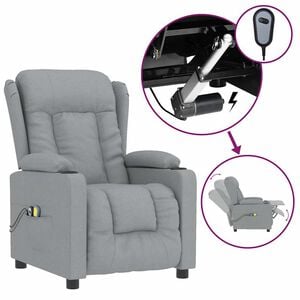 vidaXL Poltrona de massagens el&eacute;trica tecido cinzento-claro