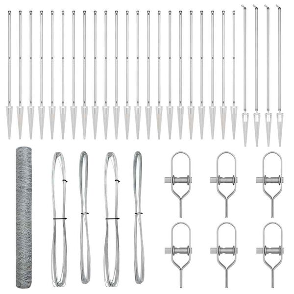 vidaXL Poste de Cerca Prateado 50 x 1,4 m (malha de 50 mm) A&ccedil;o