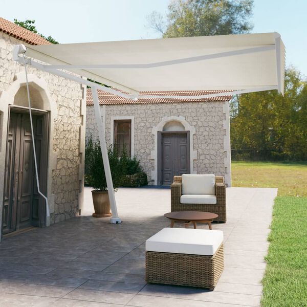 vidaXL Toldo retr&aacute;til manual independente 500x350 cm cor creme