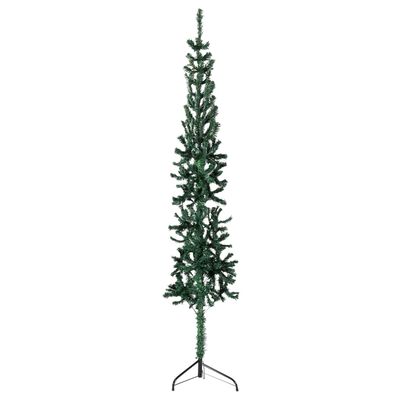vidaXL Meia árvore de Natal fina com suporte 120 cm verde