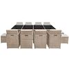 vidaXL 13 pcs conjunto jantar exterior com almofad&otilde;es vime PE bege