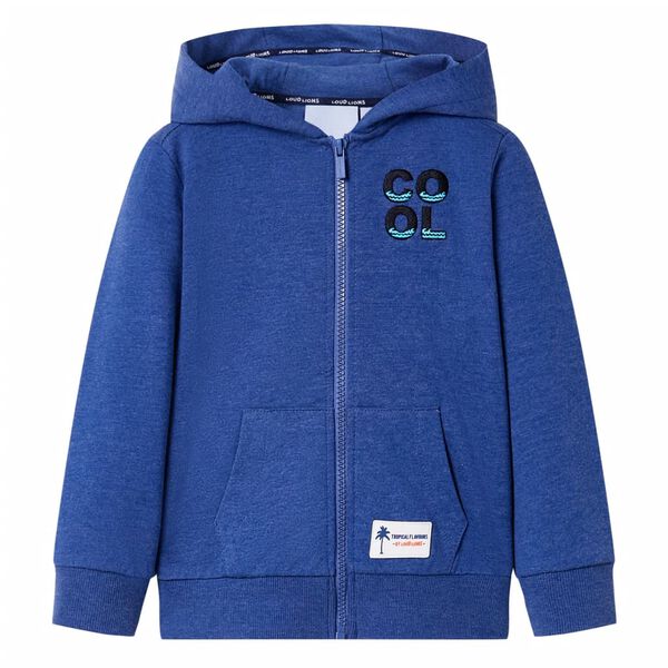 Sweatshirt para crian&ccedil;a com capuz e fecho azul-escuro mesclado 92