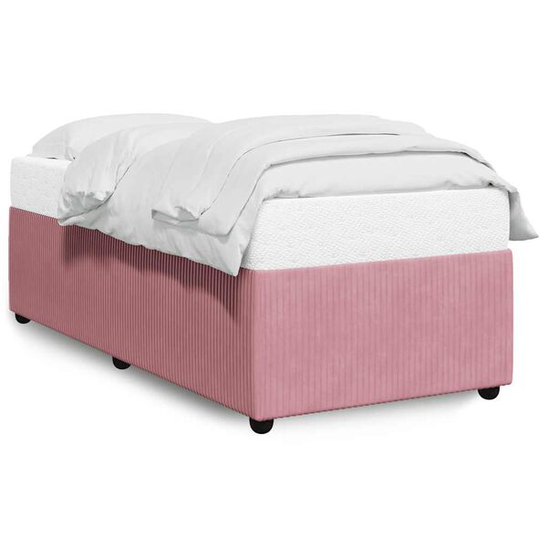 vidaXL Estrutura de cama 90x190 cm veludo rosa