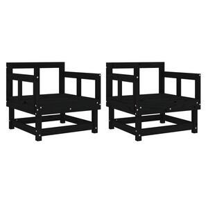 vidaXL Cadeiras de jardim 2 pcs madeira de pinho maci&ccedil;a preto