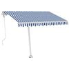 vidaXL Toldo autom&aacute;tico LED e sensor de vento 300x250 cm azul e branco