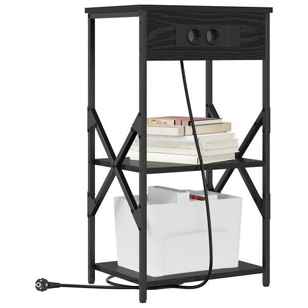 vidaXL Arm&aacute;rio de Cabeceira Carvalho Preto 41 x 31 x 76 cm