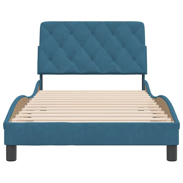 vidaXL Estrutura de cama sem colch&atilde;o 100x200 cm veludo azul