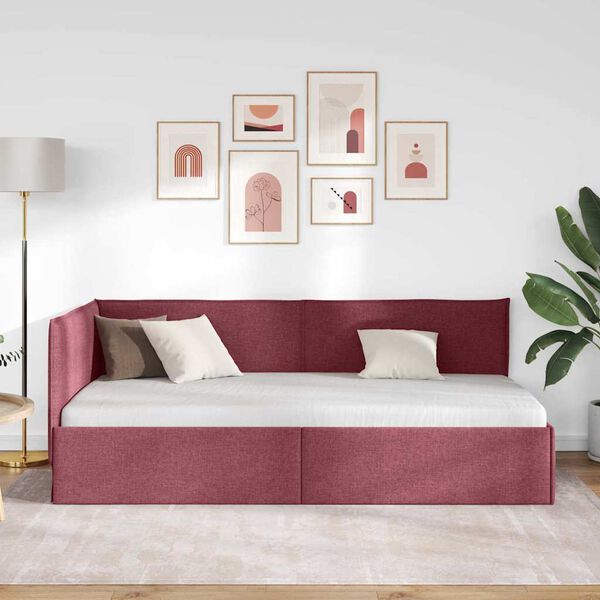 vidaXL Estrutura de Cama de Canto Vinho Vermelho 100 cm x 200 cm