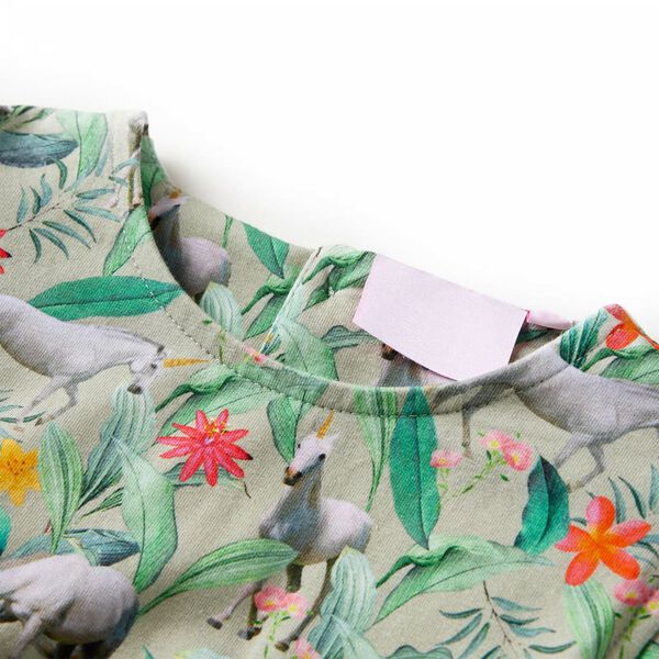 Vestido de criança com manga sino caqui-claro 92