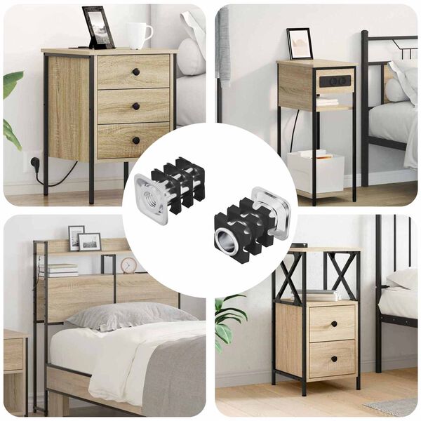 vidaXL Inserto de Tubo Rosqueado 2 pcs Preto e Prata A&ccedil;o Galvanizado