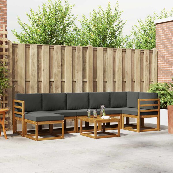 vidaXL Conjunto de Sof&aacute;s para Exterior 8 pcs Natural e Antracite