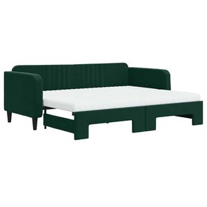 vidaXL Sof&aacute;-cama c/ gavet&atilde;o e colch&otilde;es 90x200cm veludo verde-escuro