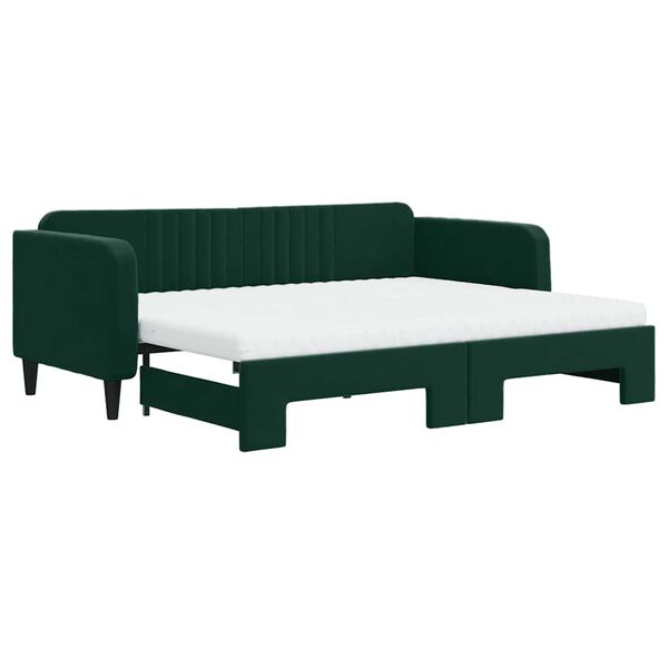 vidaXL Sof&aacute;-cama c/ gavet&atilde;o e colch&otilde;es 90x200cm veludo verde-escuro