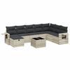 vidaXL 9 pcs conj. sof&aacute;s jardim com almofad&otilde;es vime PE cinzento-claro
