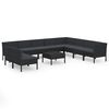 vidaXL 11 pcs conjunto lounge de jardim c/ almofad&otilde;es vime PE preto