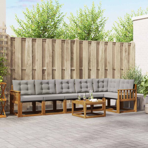 vidaXL Conjunto de Sof&aacute;s para Exterior 7 pcs Cinza Natural e Claro