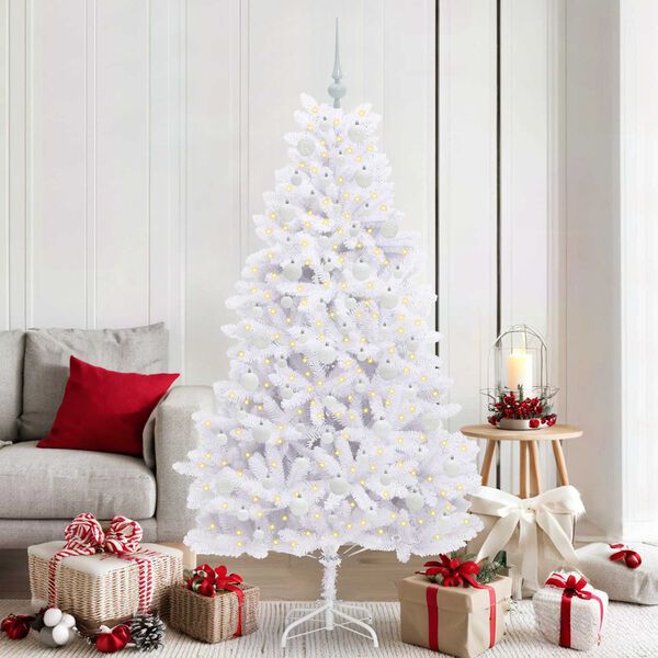 vidaXL &Aacute;rvore de Natal Articulada Artificial Branco 180 cm PVC e A&ccedil;o
