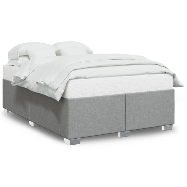 vidaXL Estrutura de cama sem colch&atilde;o 140x190 cm tecido cinzento-claro