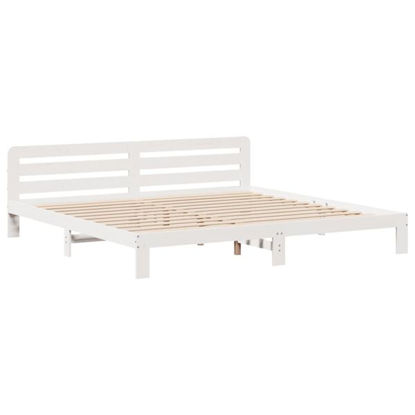 vidaXL Cama sem colch&atilde;o 200x200 cm madeira de pinho maci&ccedil;a branco