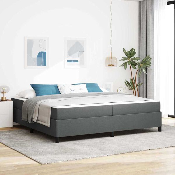 vidaXL Cama Box com colch&atilde;o Cinza Escuro 200 x 200 cm tecido