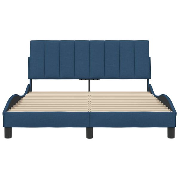 vidaXL Estrutura de cama sem colch&atilde;o Hanko 140x190 cm tecido azul