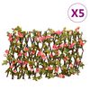 vidaXL Treli&ccedil;a hera artificial extens&iacute;vel 5 pcs 180x30 cm rosa escuro
