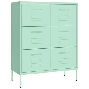 vidaXL Arm&aacute;rio com gavetas a&ccedil;o 80x35x101,5 cm verde-hortel&atilde;