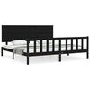 vidaXL Estrutura de cama com cabeceira 200x200 cm madeira maci&ccedil;a preto