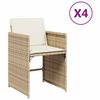 vidaXL Cadeiras de jardim com almofad&otilde;es 4 pcs vime PE bege