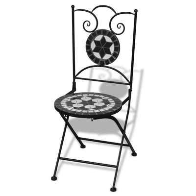 vidaXL Cadeiras de bistrô dobráveis 2 pcs cerâmica preto e branco