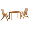 vidaXL Conjunto de jantar de jardim de 3 pe&ccedil;as Natural
