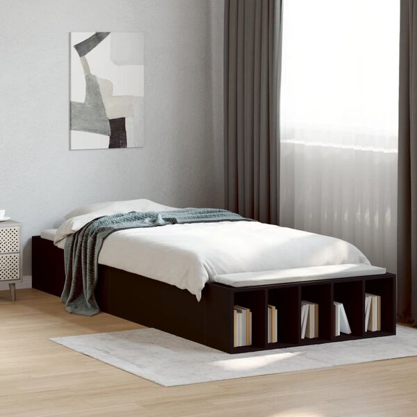 vidaXL Estrutura de cama 90x190 cm derivados de madeira preto