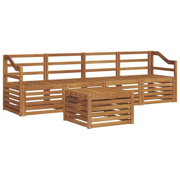 vidaXL Conjuntos de sof&aacute;s 5 pcs Natural Madeira S&oacute;lida de Ac&aacute;cia