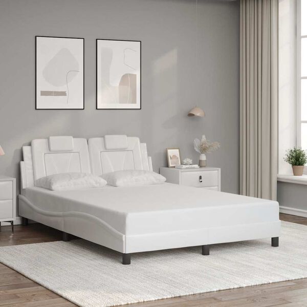 vidaXL Estrutura de cama Viana sem colch&atilde;o 120x200 cm couro artificial branco