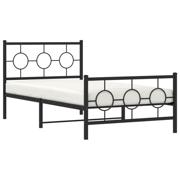 vidaXL Estrutura de cama com cabeceira e p&eacute;s 100x190 cm metal preto
