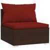 vidaXL 7 pcs conjunto lounge jardim c/ almofad&otilde;es vime PE castanho