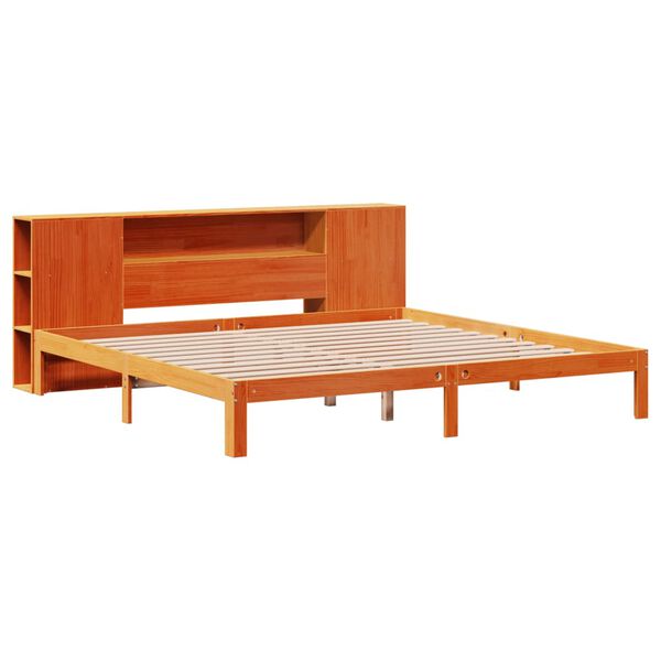 vidaXL Cama com estante sem colch&atilde;o 180x200 cm pinho maci&ccedil;o