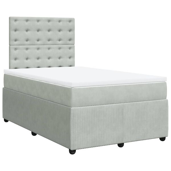 vidaXL Cama boxspring c/ colch&atilde;o 120x200 cm veludo cinzento-claro