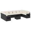 vidaXL 11 pcs conjunto sof&aacute;s de jardim c/ almofad&otilde;es vime PE preto