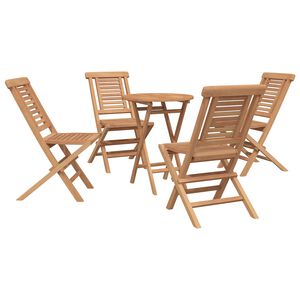 vidaXL Conjunto de Jardim 5 unid. Castanho Madeira de Teca Maci&ccedil;a