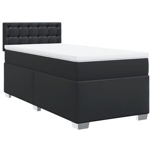 vidaXL Cama com molas/colch&atilde;o 80x200 cm couro artificial preto