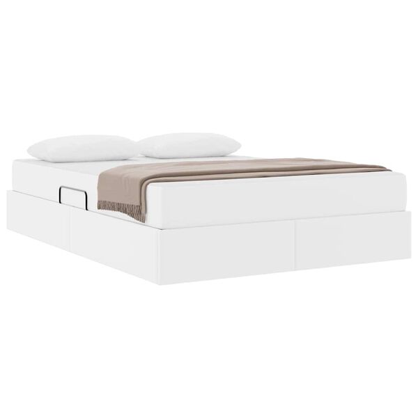 vidaXL Cama com arrumação e colchão com colchão Branco 140 x 200 cm